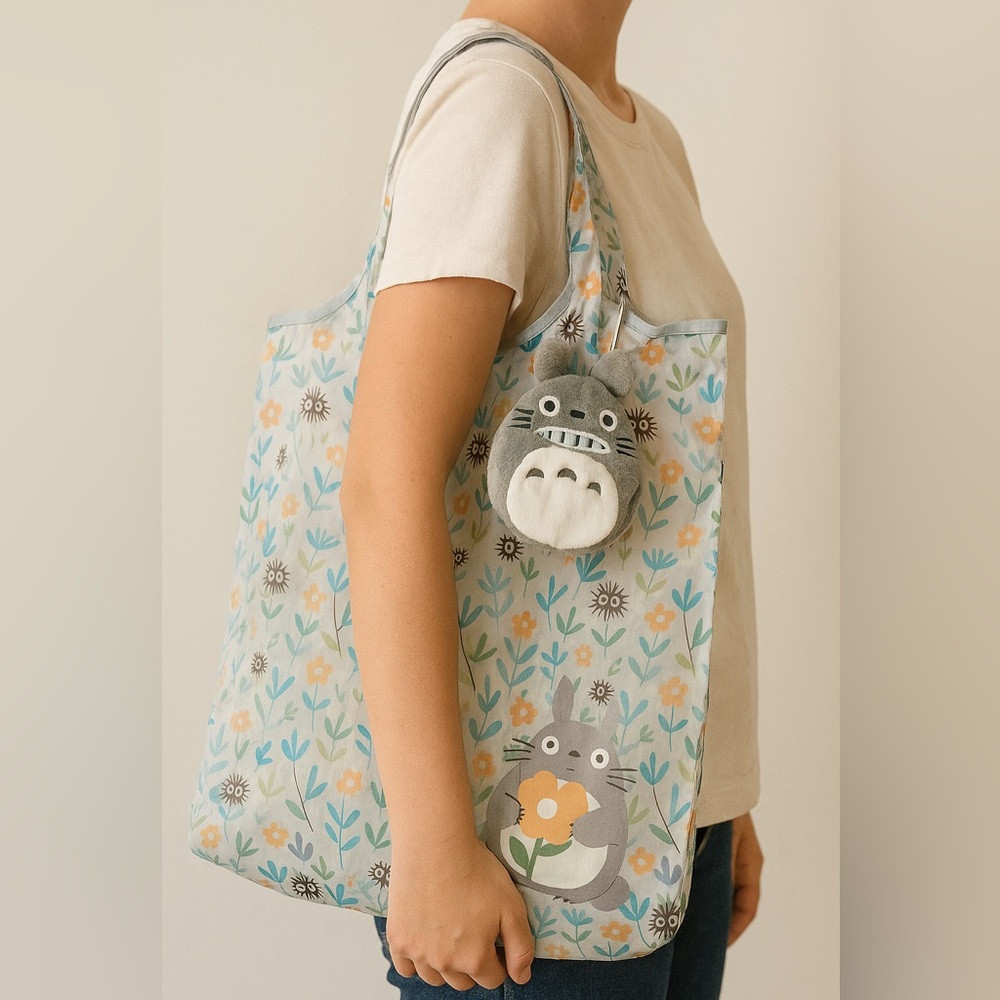 🆕 Totoro Soot Sprites Reusable Foldable Shopping Tote Eco Bag